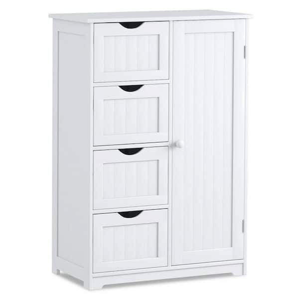 ANGELES HOME White 2-Door Freestanding Bathroom Cabinet with Adjustable Shelves