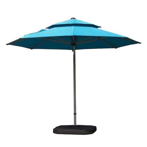 10 ft. Round Cantilever Patio Umbrella with Center Pole in Lake Blue