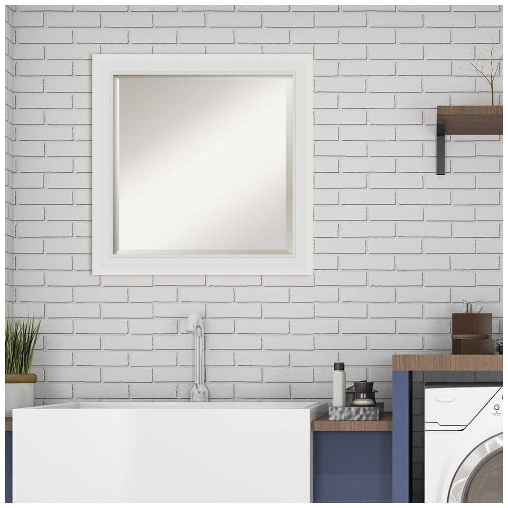 24" x 24" Soft White Satin Finish Rectangular Bathroom Vanity Mirror