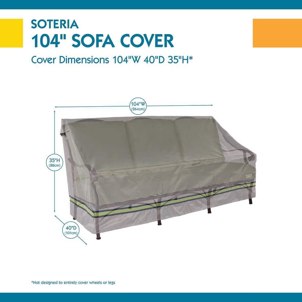 Gray Waterproof Outdoor Patio Sofa Cover with Sporty Webbed Accent