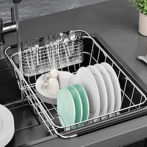 Wudkey 15.08 in. to 20.59 in. Adjustable Dish Drying Rack in Sink