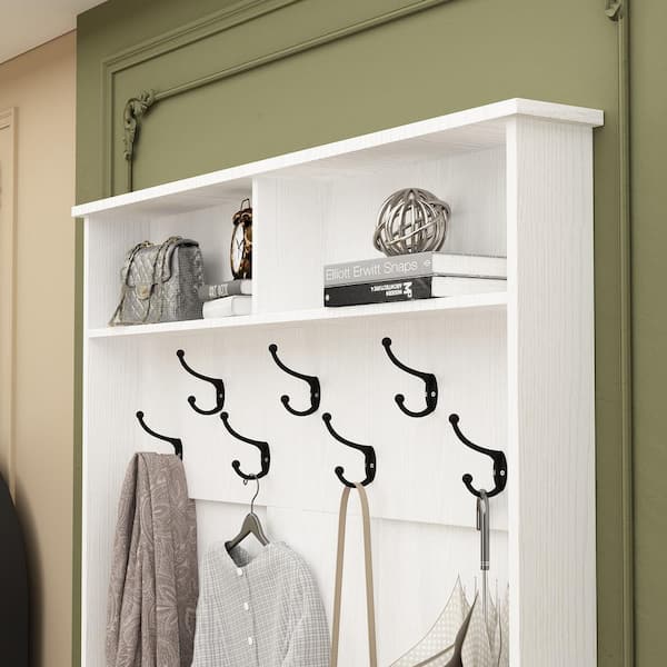 FUFU&GAGA 68.5 in. 3-in-1 Freestanding Coat Rack Storage Bench