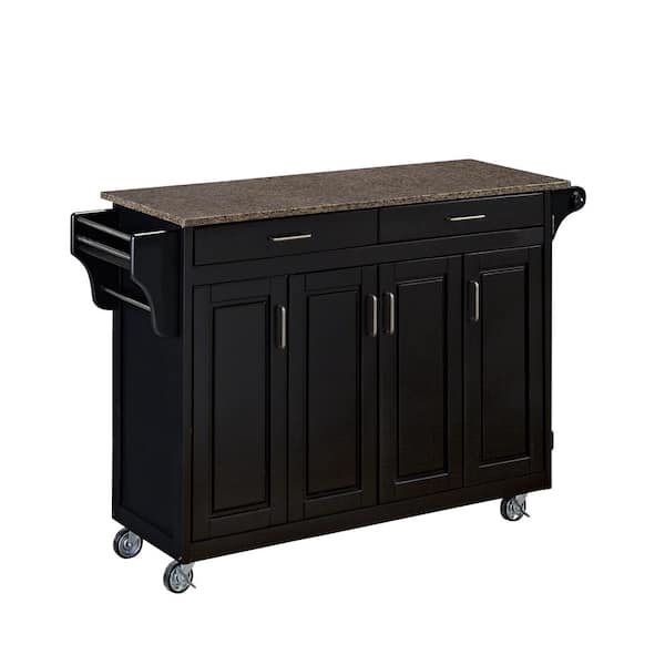 Home Styles Create-a-Cart Black Kitchen Cart With Quartz Top