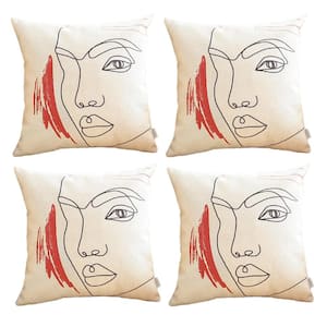 Boho-Chic Handcrafted Jacquard Multi-Color 18 in. W. x 18 in. Square Abstract Throw Pillow Cover Set of 4