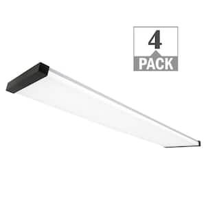 48 in. x 10 in. 4200 Lumens Matte Black End Caps Integrated LED Panel Light Selectable CCT (4-Pack)