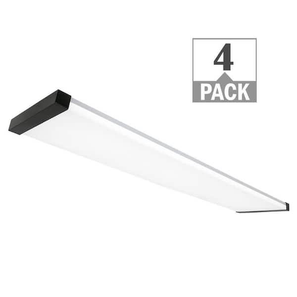 Commercial Electric 48 in. x 10 in. 4200 Lumens Matte Black End Caps Integrated LED Panel Light Selectable CCT (4-Pack)