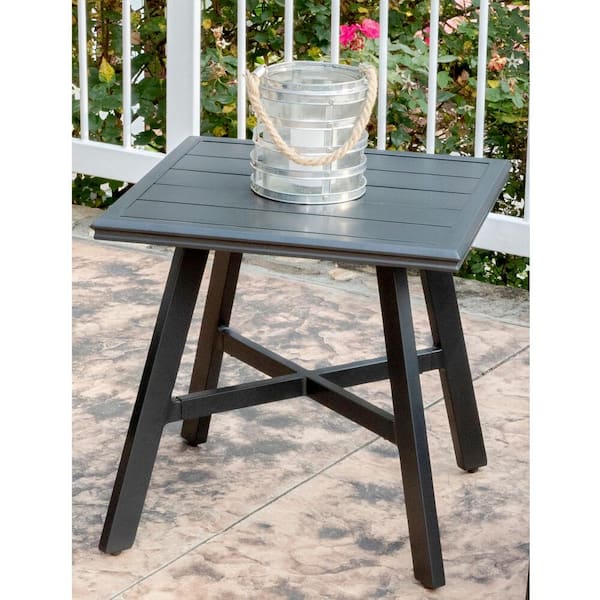 22 in. All-Weather Commercial Rust-Free Aluminum Outdoor Square Slat-Top Side Table