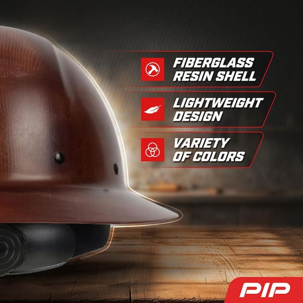 Dynamic Wolfjaw Natural Brown Type 1 Class G Full Brim Fiberglass Resin Hard Hat with 8-Point Ratchet Suspension