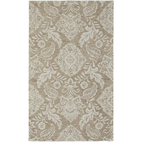 8 ft. x 10 ft. Tan and Ivory Paisley Area Rug