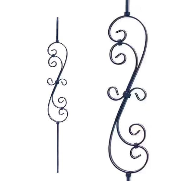 EVERMARK Stair Parts 44 in. x 1/2 in. Oil Rubbed Copper Scroll Iron Baluster for Stair Remodel