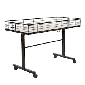 48 in. L x 24 in. W x 31 in. H Black Metal Grid 4-Wheeled Folding Storage Table