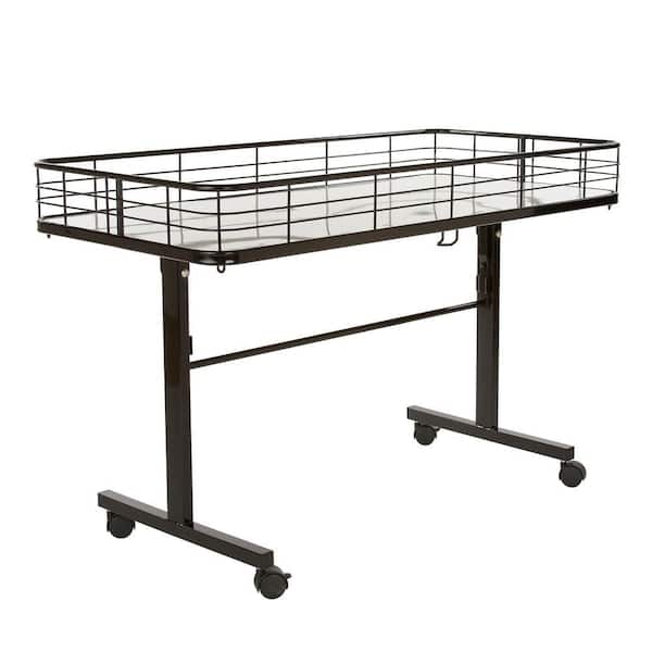 Econoco 48 in. L x 24 in. W x 31 in. H Black Metal Grid 4-Wheeled Folding Storage Table