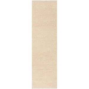 Athens Shag Ivory 2 ft. x 8 ft. Solid Runner Rug