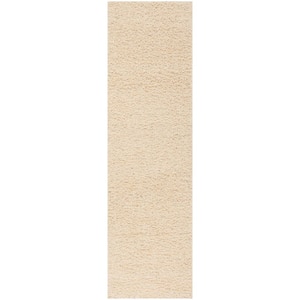 Athens Shag Ivory 2 ft. x 8 ft. Solid Runner Rug