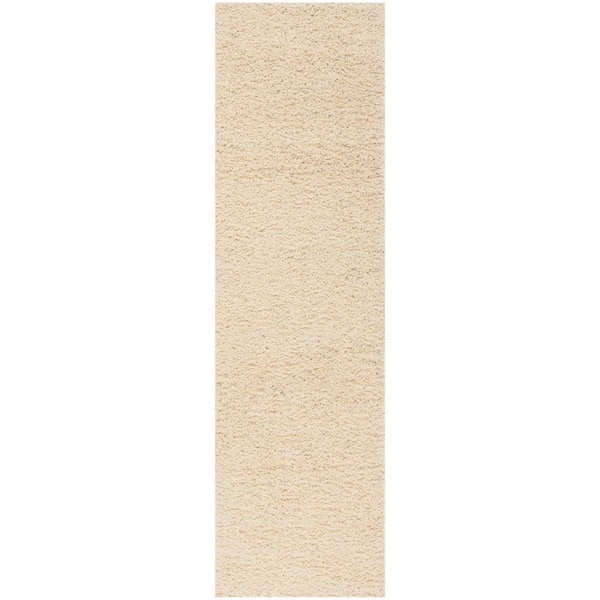 SAFAVIEH Athens Shag Ivory 2 ft. x 8 ft. Solid Runner Rug
