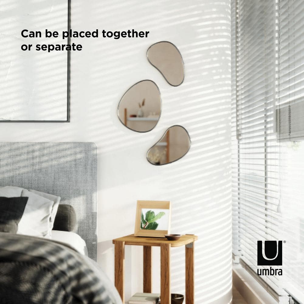 Set of 3 Organic-Shaped Metallic Frame Mirrors