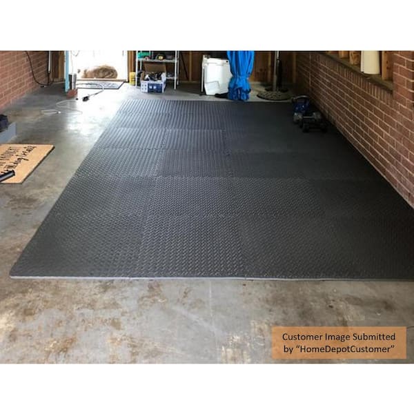 24 Sq Ft Interlocking Dark Grey Foam Mats Tiles Gym/Play/Garage/Workshop Floor 