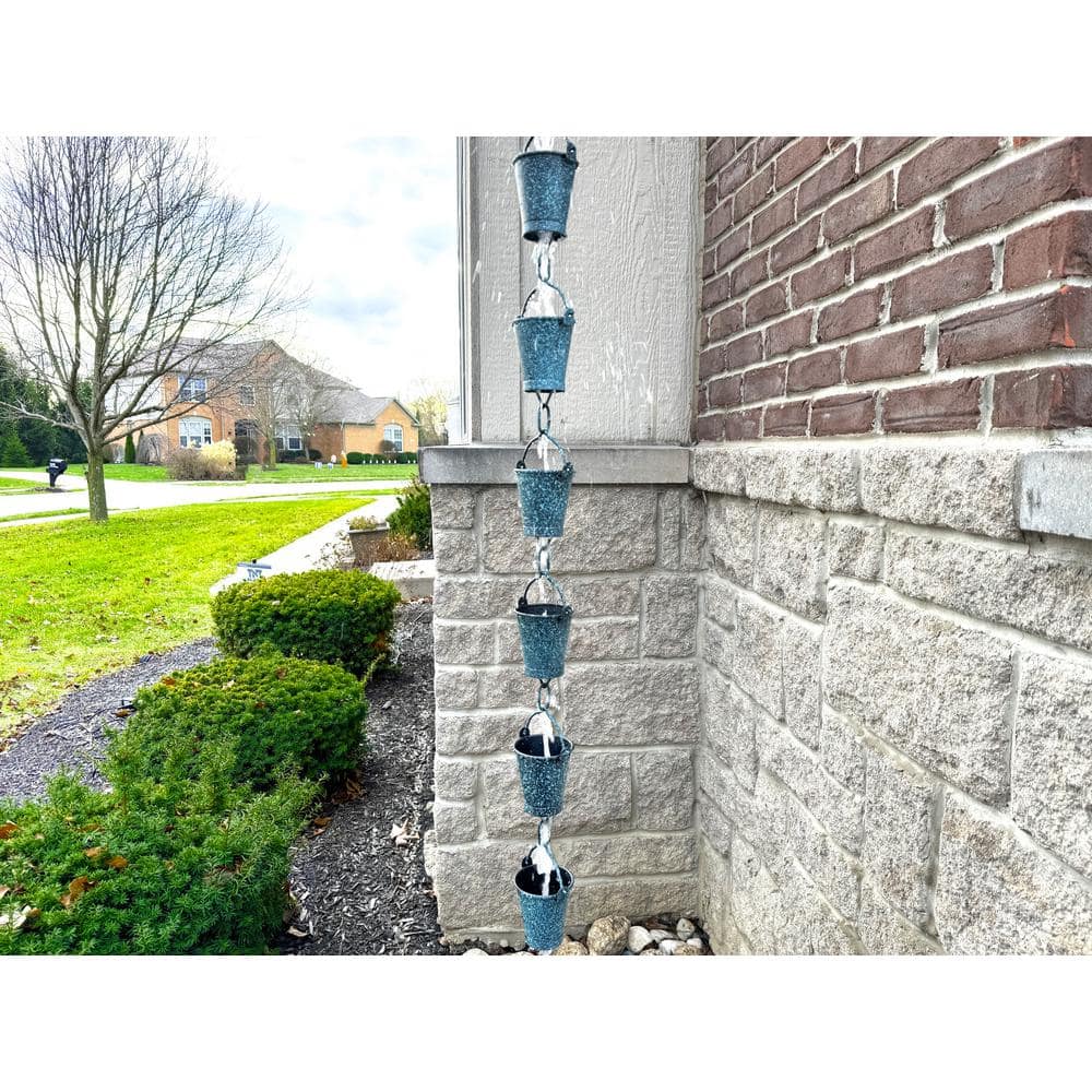 8.5 FT Black and Blue Metal Farmhouse Rain Chain