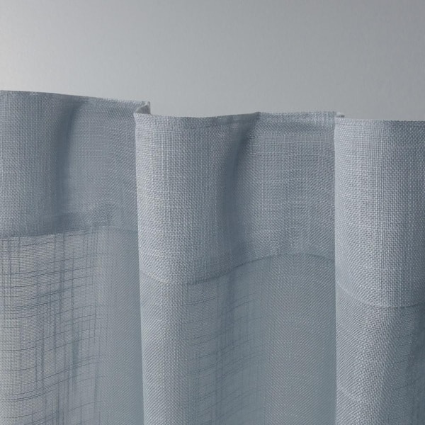 Bella Melrose Blue Solid Sheer Hidden Tab / Rod Pocket Curtain, 54 in. W x 96 in. L (Set of 2)