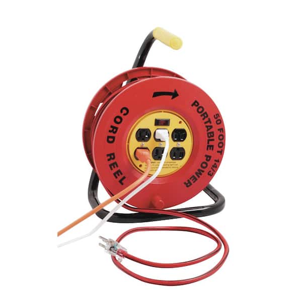 Southwire 50 ft. 14/3 Red Cord Reel Power Station with 6 Outlets E235 - The  Home Depot