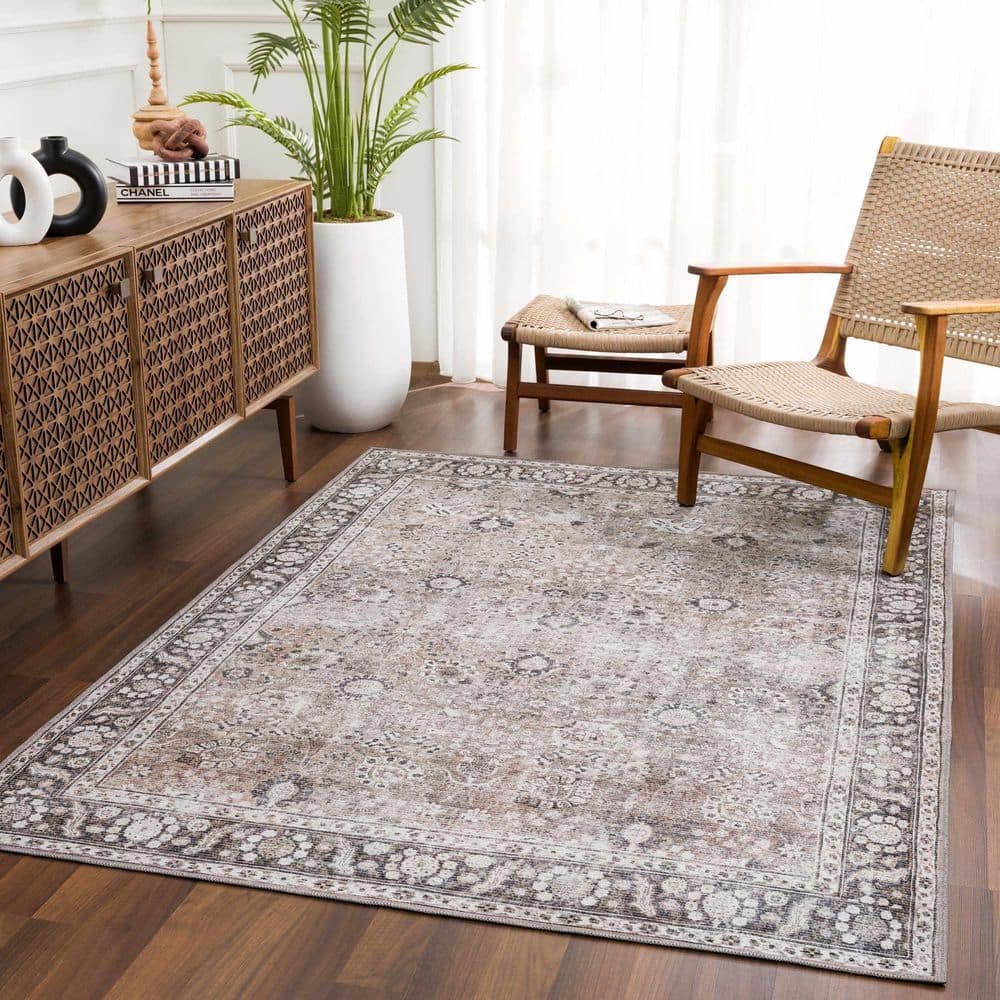 Ganyangan Black and Cream Chenille Cotton Washable Rug 2' x 3'