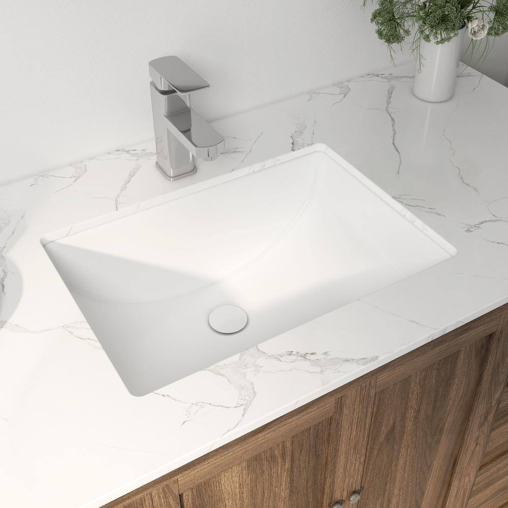 Denbigh 21'' White Ceramic Rectangular Undermount Sink