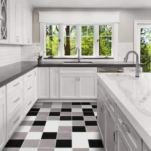 Solid Square White 8 in. x 8 in. Cement Handmade Tile Sample