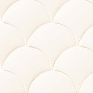 Beta Pure White 5 in. x 0.39 in. Scallop Polished Ceramic Tile Sample