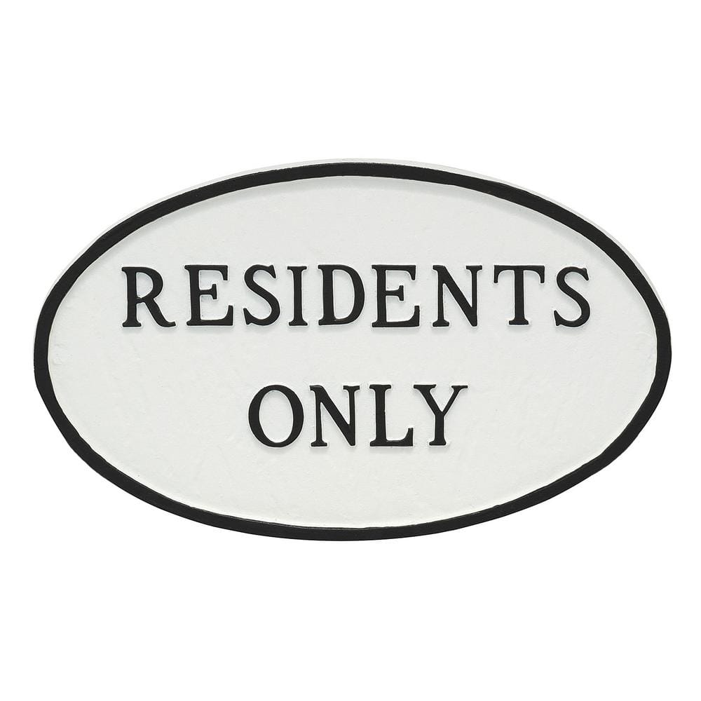 10 in. x 18 in. Large Oval Residents Only Statement Plaque Sign - White/Black price history on PriceWatchPro