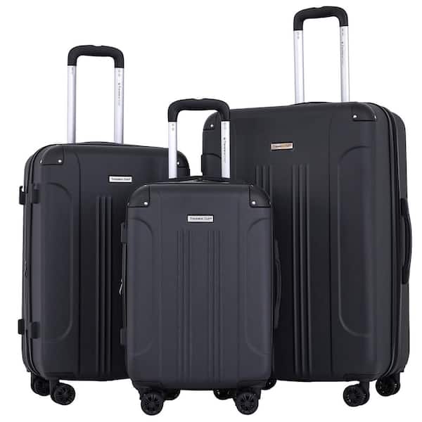 Travelers Club 3-Piece BLACK 4-in-1 ROLLING VERTICAL Luggage Set