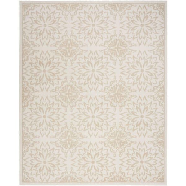 Jubilant Ivory Beige 8 ft. x 10 ft. Floral Transitional Area Rug