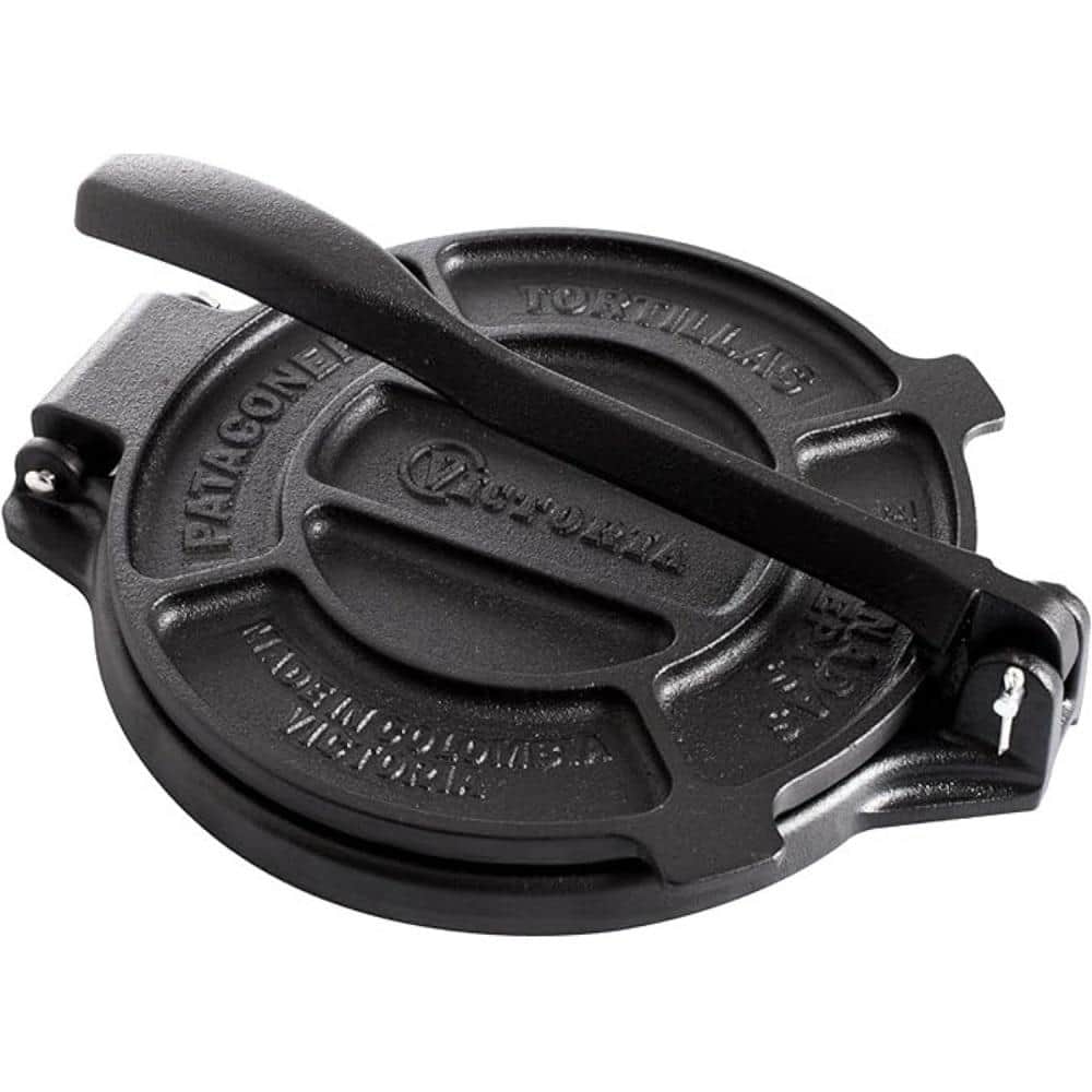 Black Cast Iron Tortilla Press Made in Colombia and Roti Maker, 6.5 Inches