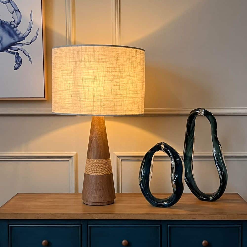 DANCYHOME 28 in. Natural Wood Japandi Style Table Lamp for Living