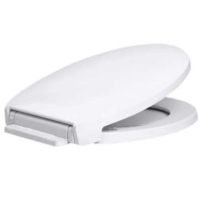 Round Closed Front Toilet Seat with Safety Close in Crane White