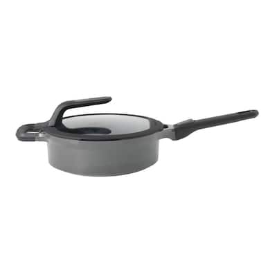 GEM Stay Cool 3.5 qt. Cast Aluminum Nonstick Saute Pan in Gray with Glass Lid