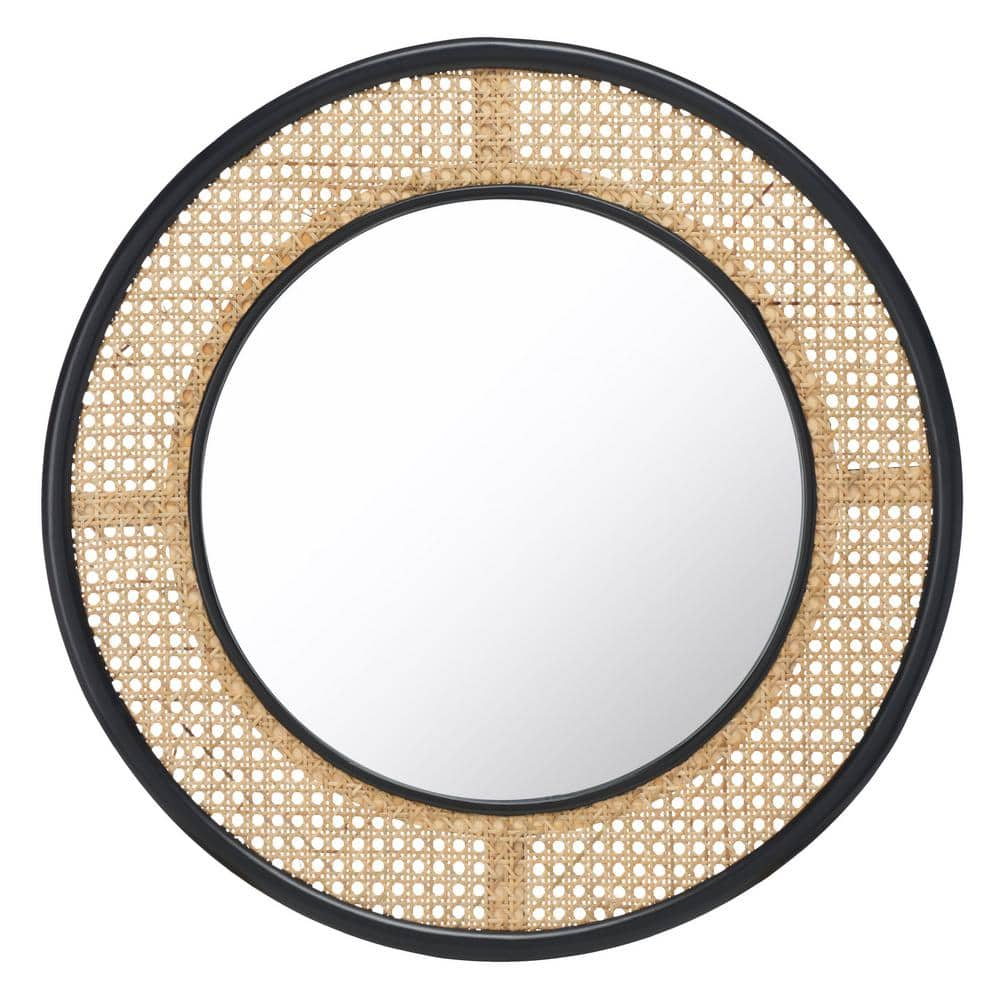 SAFAVIEH Byleth 23.6 inches, Dia. Round Solid Mirror  Black/Natural