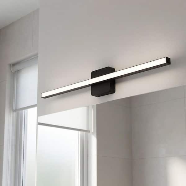Phase 4 Collection 32 in. Matte Black Large Modern Integrated 3CCT Integrated 1-Light LED Linear Vanity Light