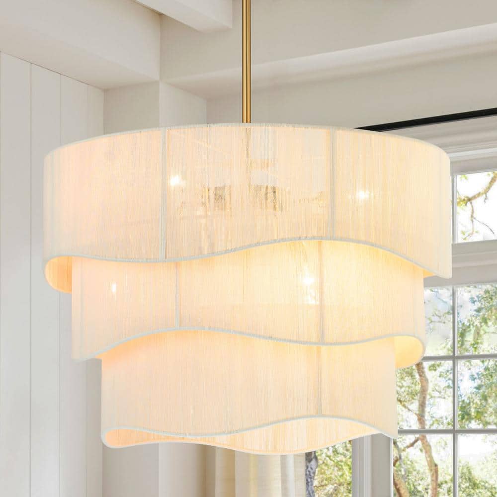 Rennnsan Riley 6-Light Gold Rattan Tiered Chandelier CL8101