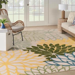 Aloha Green Multi-Color 8 ft. x 11 ft. Floral Contemporary Indoor Area Rug
