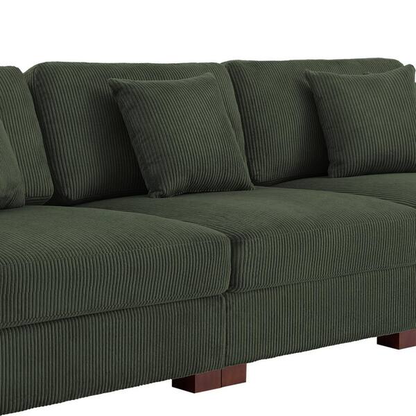 Uixe 117 in. Square Arm 3-piece Corduroy Upholstered 3-Seats