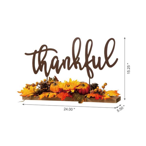 Glitzhome 24 in. L Metal Happy Thanksgiving Wall Decor 2006000082 - The  Home Depot