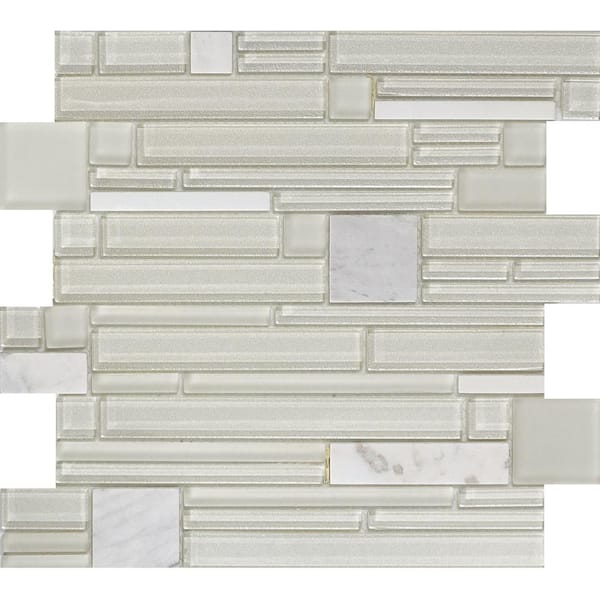 EMSER TILE Entity Gusto Glossy 11.81 in. x 11.81 in. x 8mm Glass Mesh-Mounted Mosaic Tile (0.97 sq. ft.)
