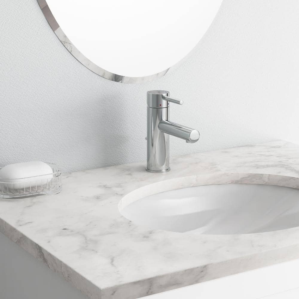 Chrome Single Handle Low Profile Bathroom Faucet