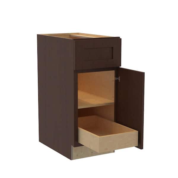 Home Decorators Collection Newport 15 in. W x 24 in. D x 34.5 in. H Assembled Plywood Base Kitchen Cabinet in Manganite with 1ROT Soft Close RH