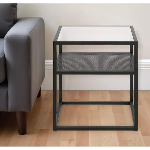 HomeRoots 20 in. Black Square Glass End Table
