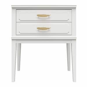 Stella 23.6 in. White Accent Table with 2 Drawers
