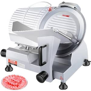 Commercial Meat Slicer 240W 10 in. Carbon Steel Blade 350-400RPM Meat Slicer, 0 - 0.47 in. Thickness Adjustable Silver