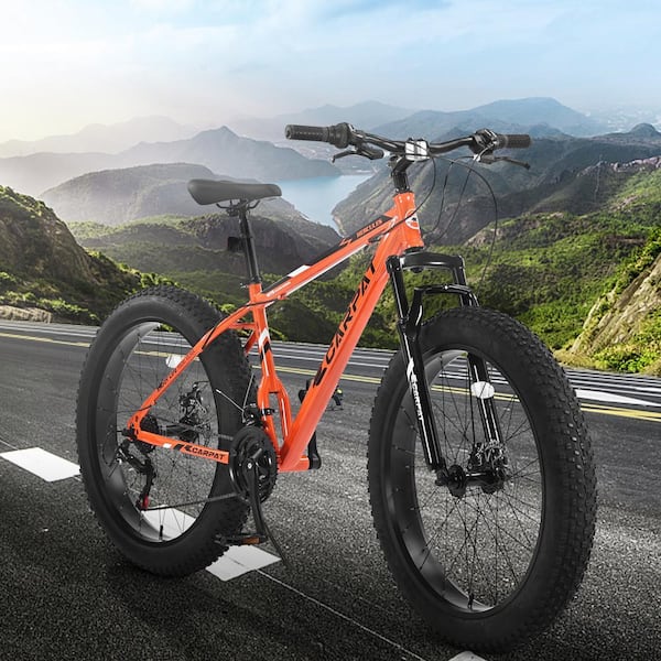 Cesicia 26 in. 21 Speed Mountain Bike in Orange with Fat Tire