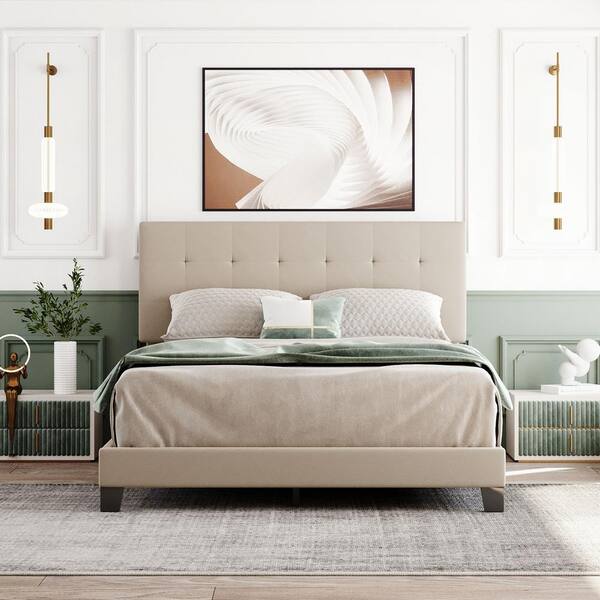 beige queen headboard