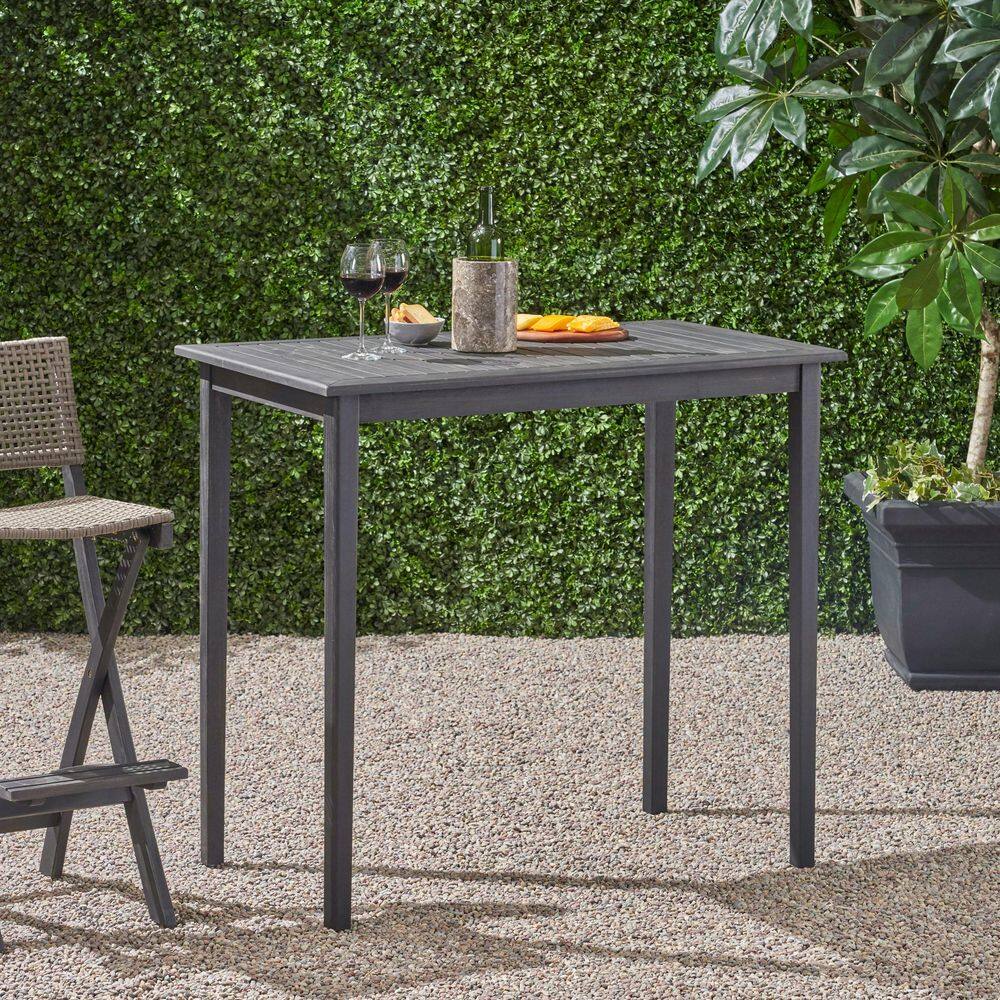 Elegant Acacia Wood Outdoor Bar Table in Dark Gray